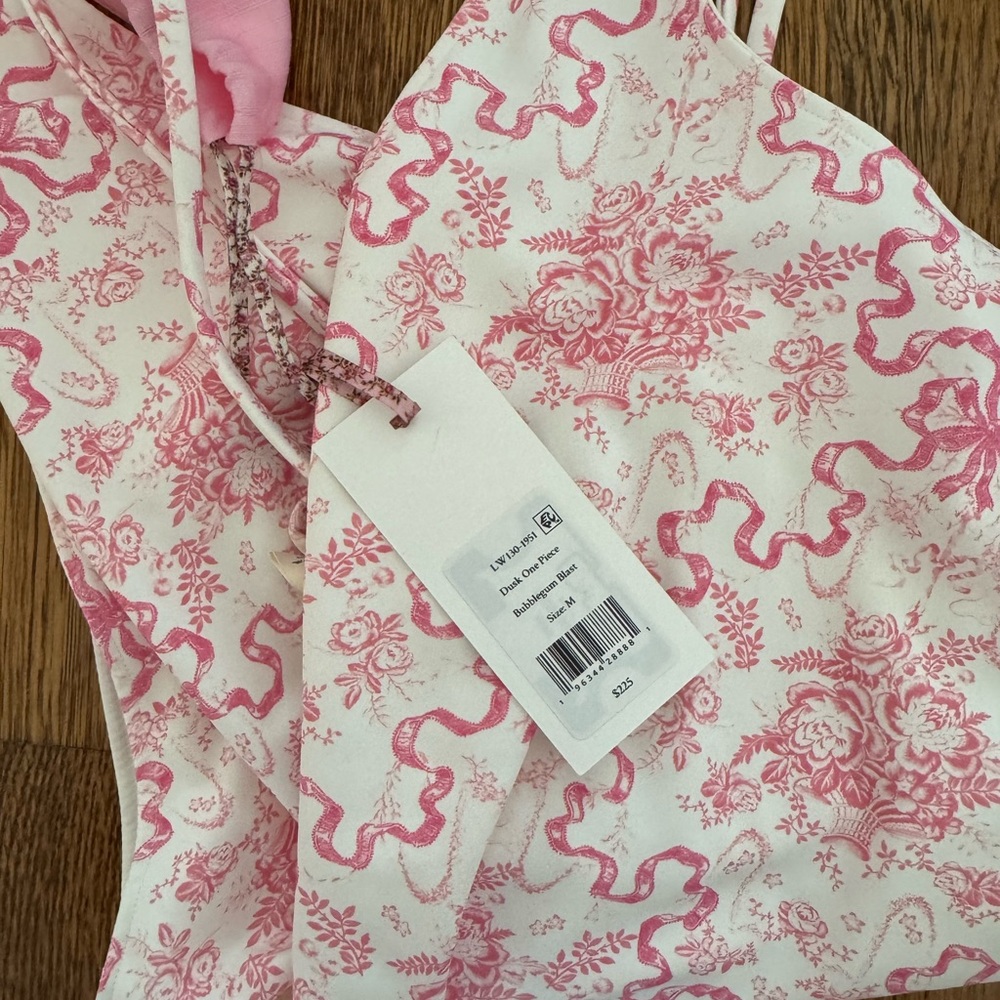 LoveShackFancy Pink and White Floral One-Piece Swimsuit - Picture 2 of 9